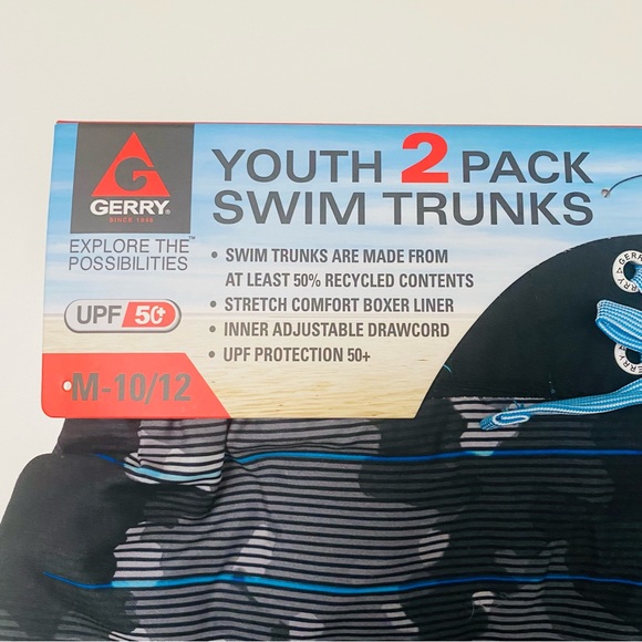 Gerry Boys Youth 2-pack UPF 50+ Swim Trunks Sizes M-10/12, NWT. - Picture 3 of 5